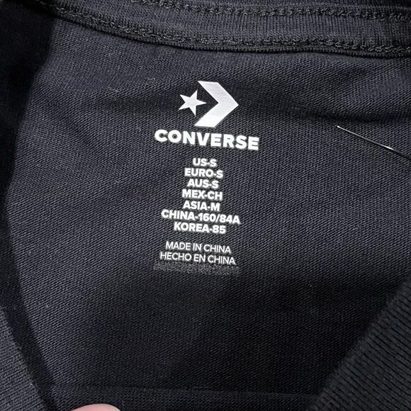 NWOT Converse T-Shirt Crewneck Short Sleeve Pullover Lightweight Black Size S - Picture 3 of 4